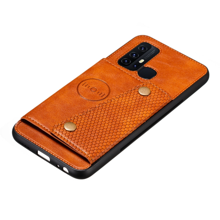 For Huawei P smart 2020 Double Buckle PU + TPU Shockproof Magnetic Protective Case with Card Slot & Holder