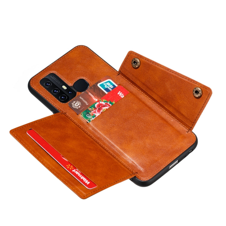 For Huawei P smart 2020 Double Buckle PU + TPU Shockproof Magnetic Protective Case with Card Slot & Holder