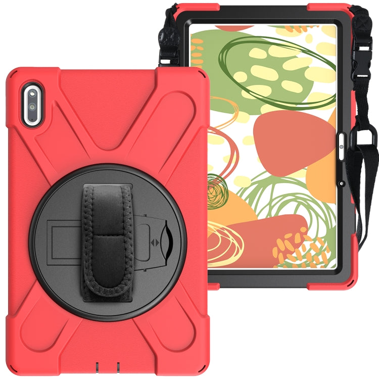 For Huawei Matepad 10.4 inch Shockproof Colorful Silicone + PC Protective Case with Holder & Shoulder Strap & Hand Strap & Pen Slot