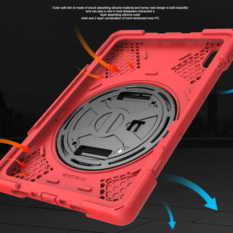 For Huawei Matepad 10.4 inch Shockproof Colorful Silicone + PC Protective Case with Holder & Shoulder Strap & Hand Strap & Pen Slot