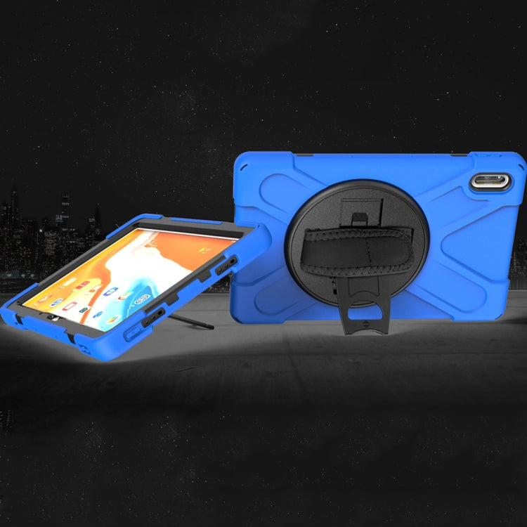 For Huawei Matepad 10.4 inch Shockproof Colorful Silicone + PC Protective Case with Holder & Shoulder Strap & Hand Strap & Pen Slot