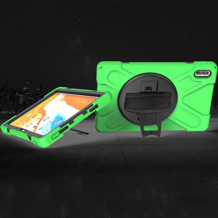 For Huawei Matepad 10.4 inch Shockproof Colorful Silicone + PC Protective Case with Holder & Shoulder Strap & Hand Strap & Pen Slot