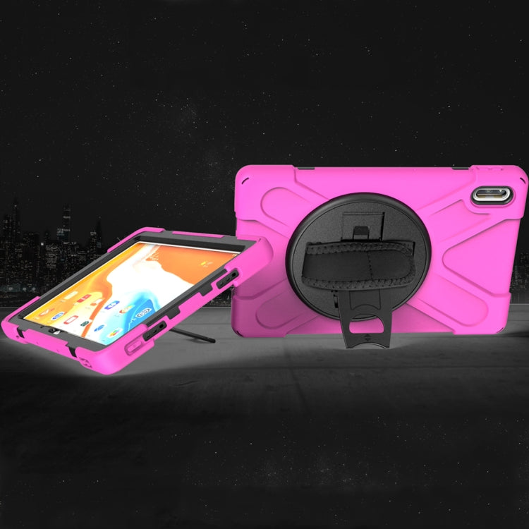 For Huawei Matepad 10.4 inch Shockproof Colorful Silicone + PC Protective Case with Holder & Shoulder Strap & Hand Strap & Pen Slot