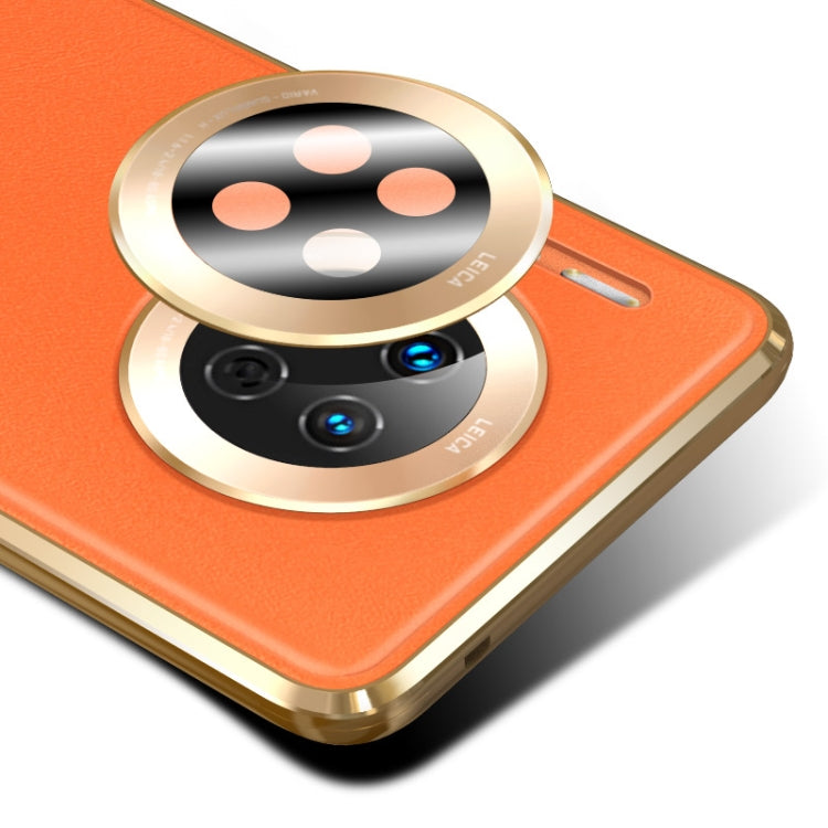 For Huawei Mate 30 Shockproof Magnetic Attraction Leather Backboard + Tempered Glass Protective Case with Camera Lens Protector Cover(Blue)