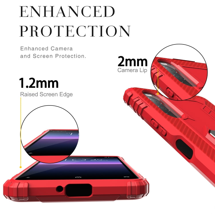 For Sony Xperia L4 Carbon Fiber Protective Case with 360 Degree Rotating Ring Holder