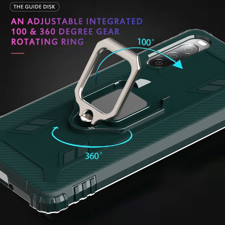 For Sony Xperia L4 Carbon Fiber Protective Case with 360 Degree Rotating Ring Holder