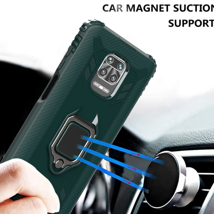 For Xiaomi Redmi 10X 5G Carbon Fiber Protective Case with 360 Degree Rotating Ring Holder