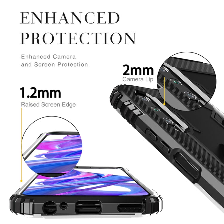 For Xiaomi Mi 9 Lite / CC9 Carbon Fiber Protective Case with 360 Degree Rotating Ring Holder