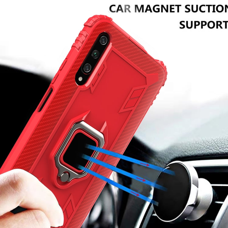 For Xiaomi Mi A3 / CC9e Carbon Fiber Protective Case with 360 Degree Rotating Ring Holder