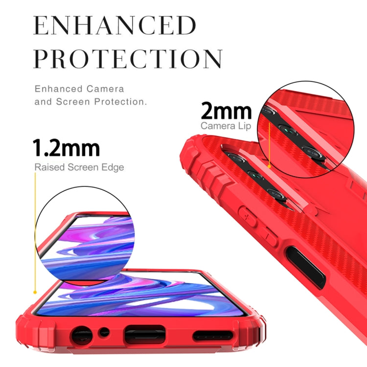 For Xiaomi Mi A3 / CC9e Carbon Fiber Protective Case with 360 Degree Rotating Ring Holder