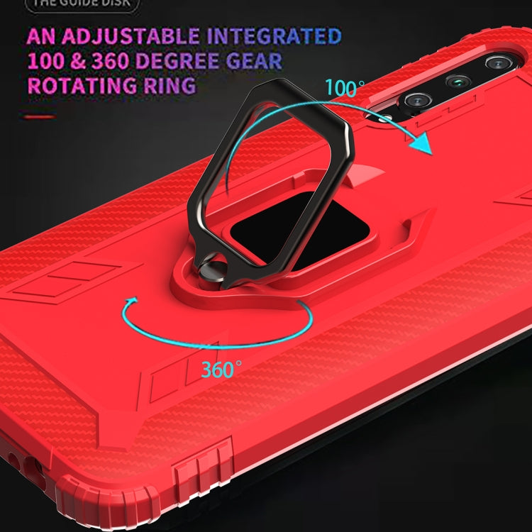 For Xiaomi Mi A3 / CC9e Carbon Fiber Protective Case with 360 Degree Rotating Ring Holder