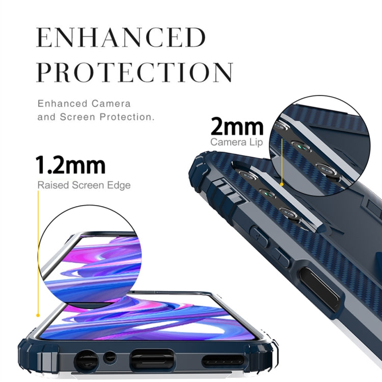 For Xiaomi Mi A3 / CC9e Carbon Fiber Protective Case with 360 Degree Rotating Ring Holder