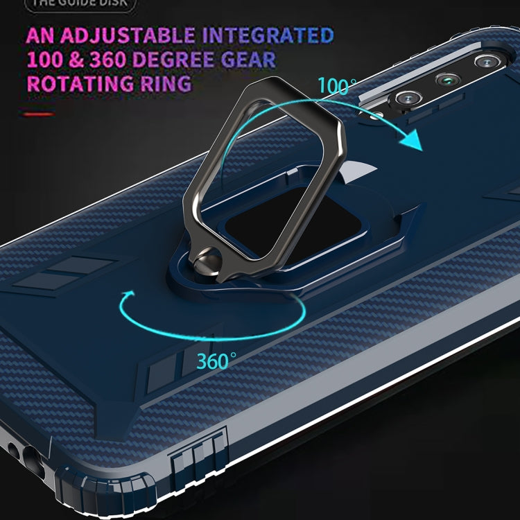 For Xiaomi Mi A3 / CC9e Carbon Fiber Protective Case with 360 Degree Rotating Ring Holder