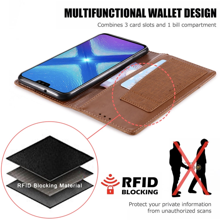 For Huawei Honor 8X MUXMA MX109 Horizontal Flip Leather Case with Holder & Card Slot & Wallet