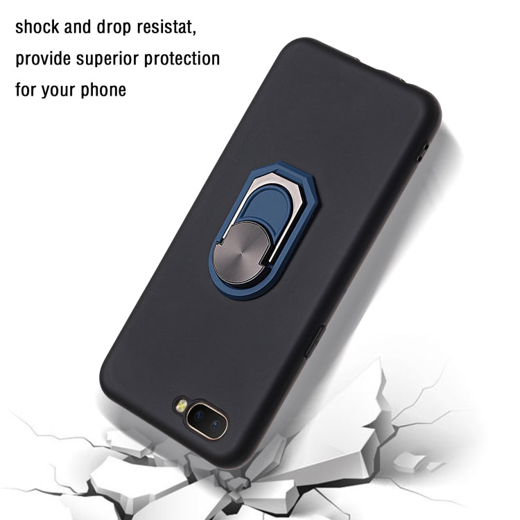 For OPPO A5 PC + TPU Shockproof Protective Case with Ring Holder(Blue)