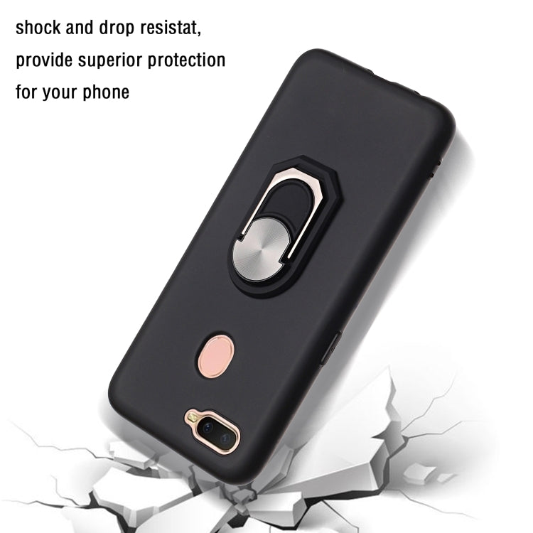 For OPPO A7 (2018) PC + TPU Shockproof Protective Case with Ring Holder(Black)