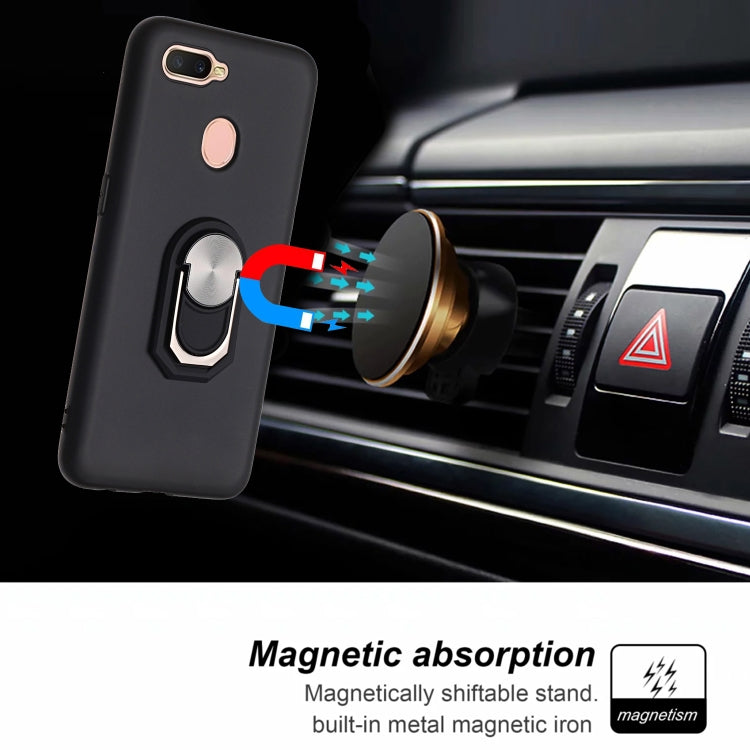 For OPPO A7 (2018) PC + TPU Shockproof Protective Case with Ring Holder(Black)