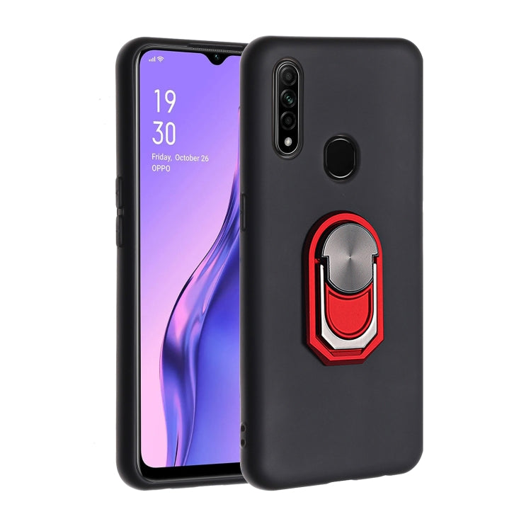 For OPPO A31 (2020) PC + TPU Shockproof Protective Case with Ring Holder(Red)