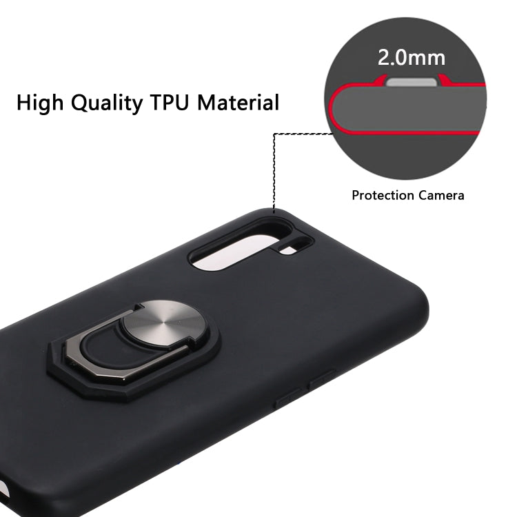 For OPPO A91 PC + TPU Shockproof Protective Case with Ring Holder(Black)