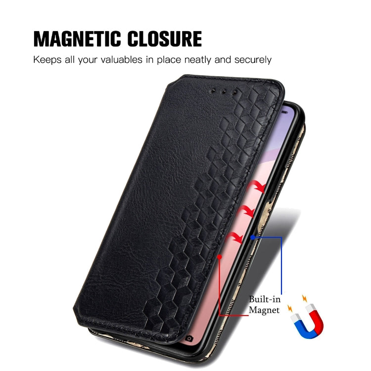 For Huawei P40 Lite 5G / Nova 7 SE Cubic Grid Pressed Horizontal Flip Magnetic Leather Case with Holder & Card Slots & Wallet