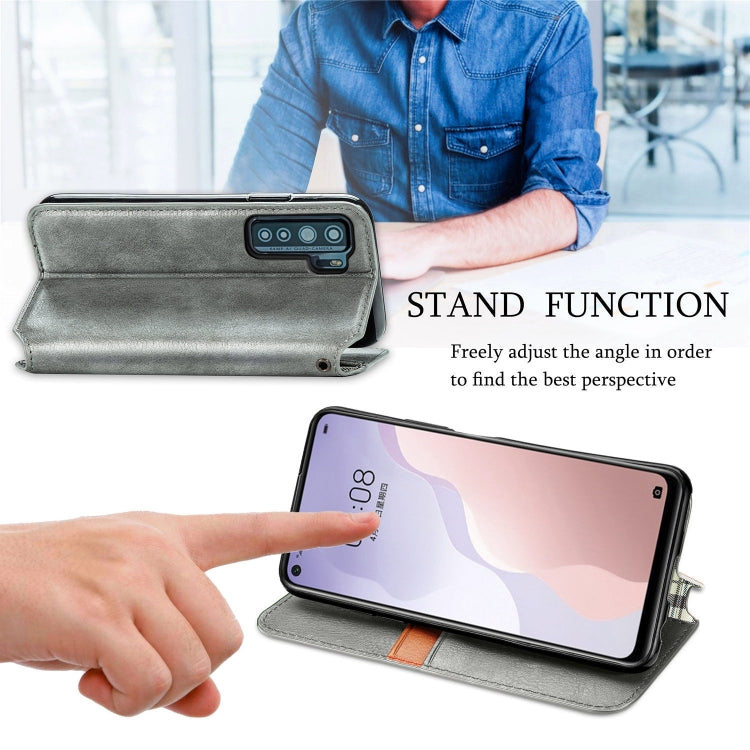 For Huawei P40 Lite 5G / Nova 7 SE Cubic Grid Pressed Horizontal Flip Magnetic Leather Case with Holder & Card Slots & Wallet