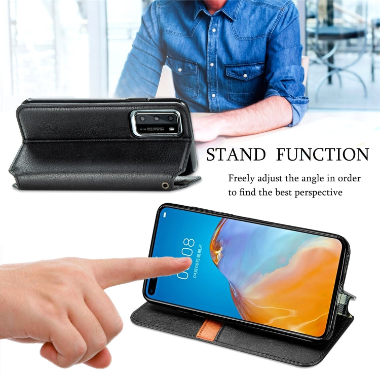 For Huawei P40 Cubic Grid Pressed Horizontal Flip Magnetic Leather Case with Holder & Card Slots & Wallet