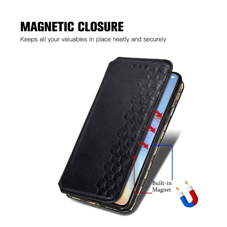 For Huawei P40 Cubic Grid Pressed Horizontal Flip Magnetic Leather Case with Holder & Card Slots & Wallet