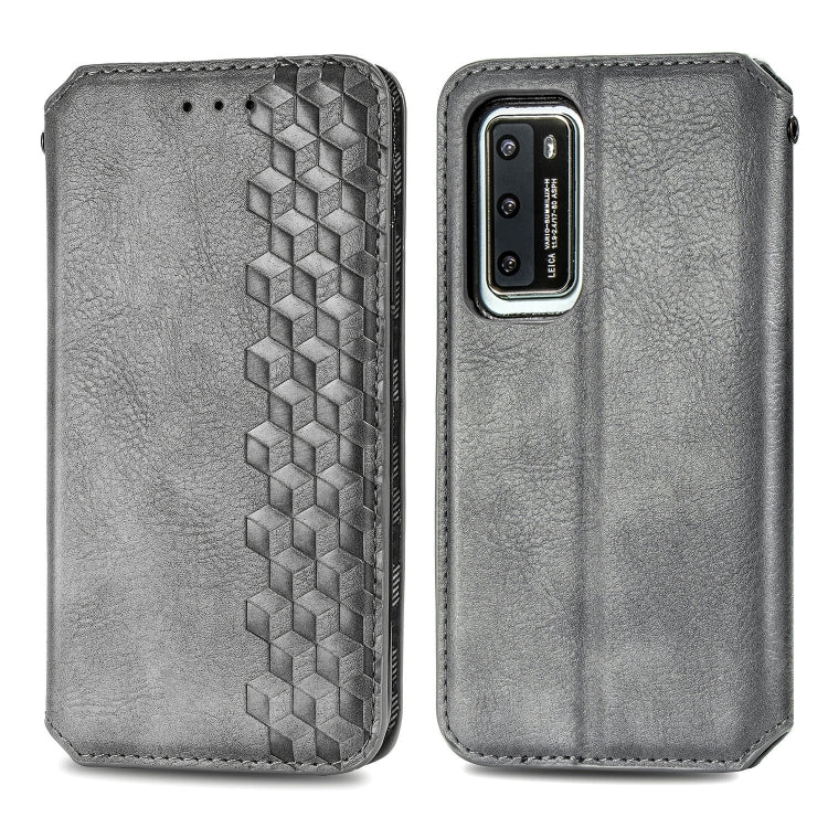 For Huawei P40 Cubic Grid Pressed Horizontal Flip Magnetic Leather Case with Holder & Card Slots & Wallet