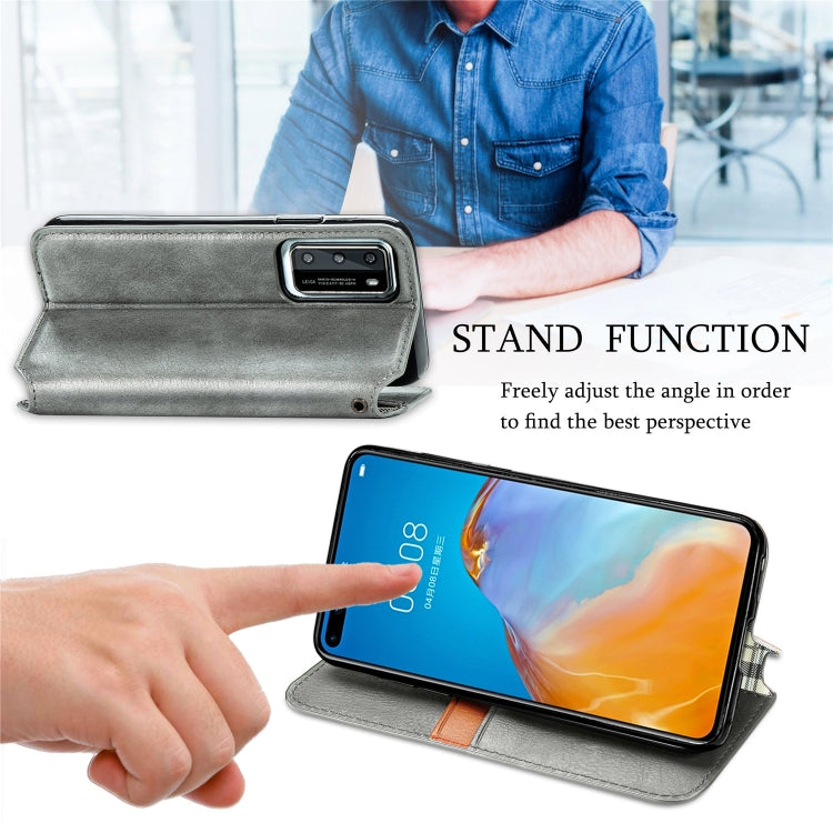 For Huawei P40 Cubic Grid Pressed Horizontal Flip Magnetic Leather Case with Holder & Card Slots & Wallet