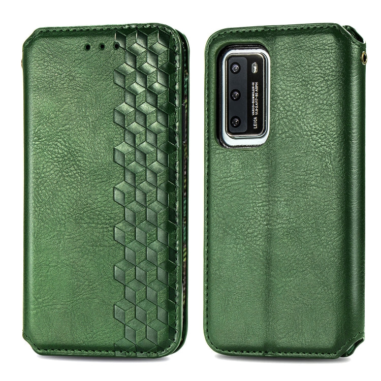 For Huawei P40 Cubic Grid Pressed Horizontal Flip Magnetic Leather Case with Holder & Card Slots & Wallet