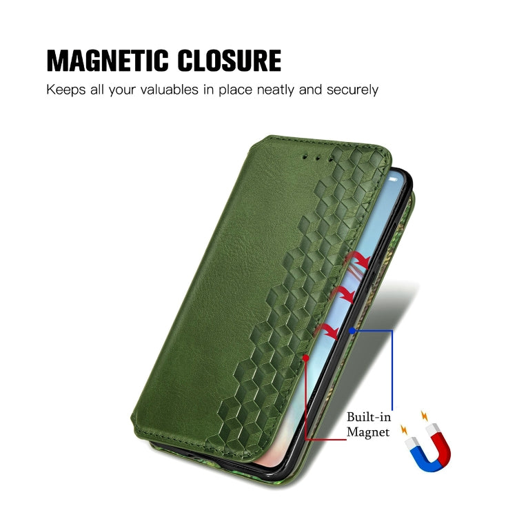 For Huawei P40 Cubic Grid Pressed Horizontal Flip Magnetic Leather Case with Holder & Card Slots & Wallet