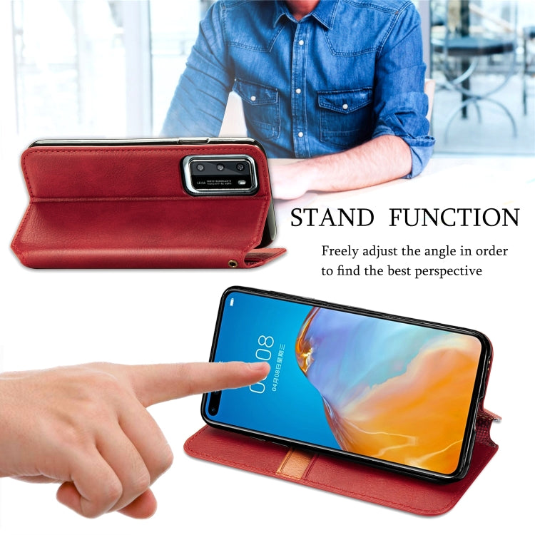 For Huawei P40 Cubic Grid Pressed Horizontal Flip Magnetic Leather Case with Holder & Card Slots & Wallet