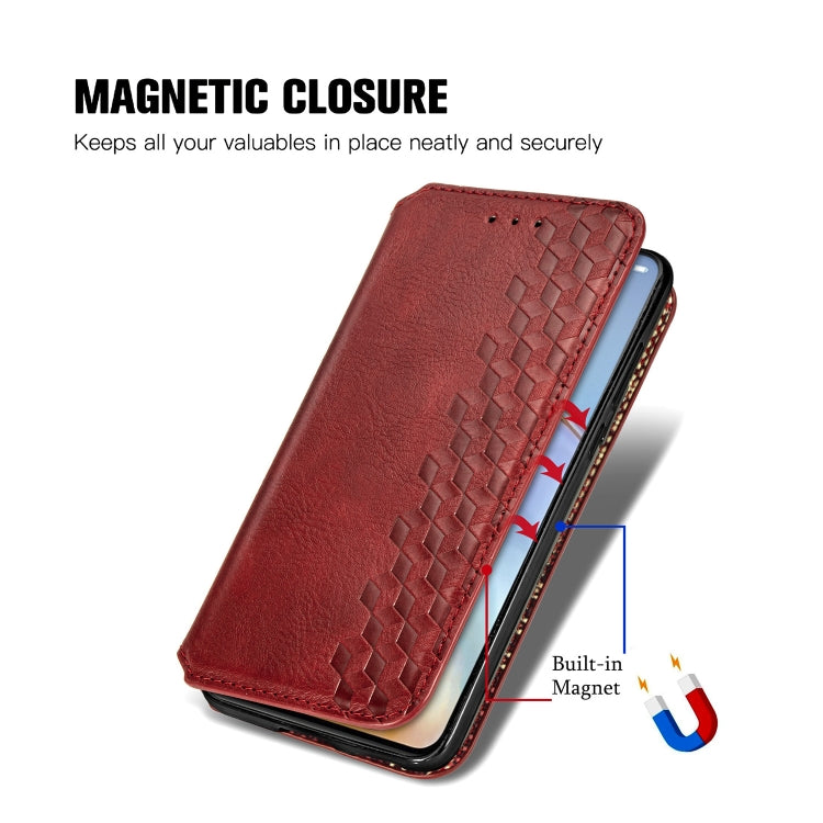 For Huawei P40 Cubic Grid Pressed Horizontal Flip Magnetic Leather Case with Holder & Card Slots & Wallet