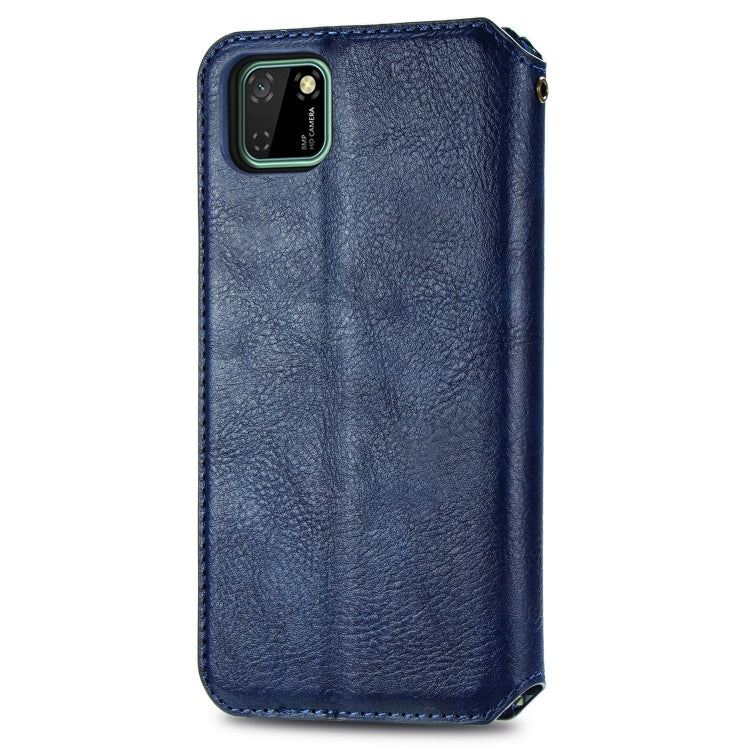 For Huawei Y5P(2020) Cubic Grid Pressed Horizontal Flip Magnetic Leather Case with Holder & Card Slots & Wallet