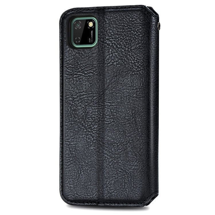 For Huawei Y5P(2020) Cubic Grid Pressed Horizontal Flip Magnetic Leather Case with Holder & Card Slots & Wallet