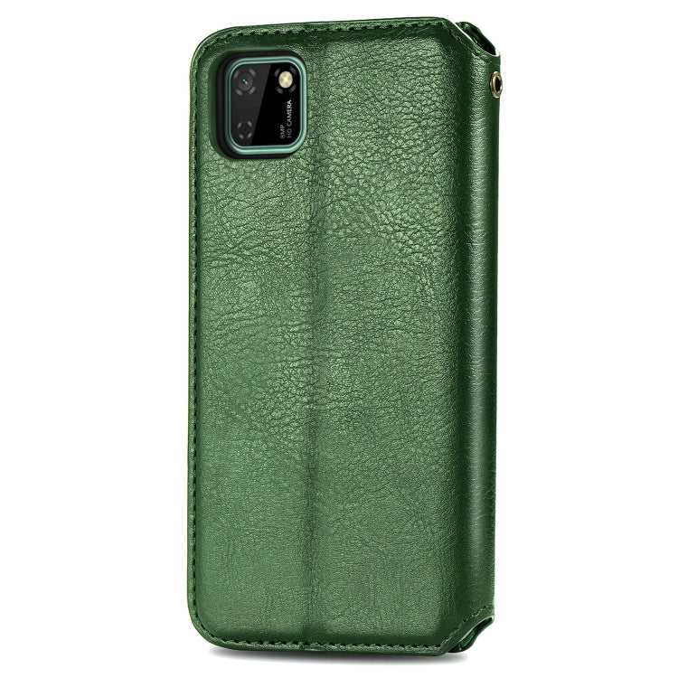 For Huawei Y5P(2020) Cubic Grid Pressed Horizontal Flip Magnetic Leather Case with Holder & Card Slots & Wallet