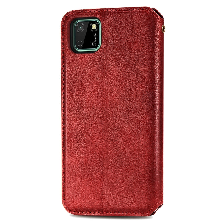 For Huawei Y5P(2020) Cubic Grid Pressed Horizontal Flip Magnetic Leather Case with Holder & Card Slots & Wallet