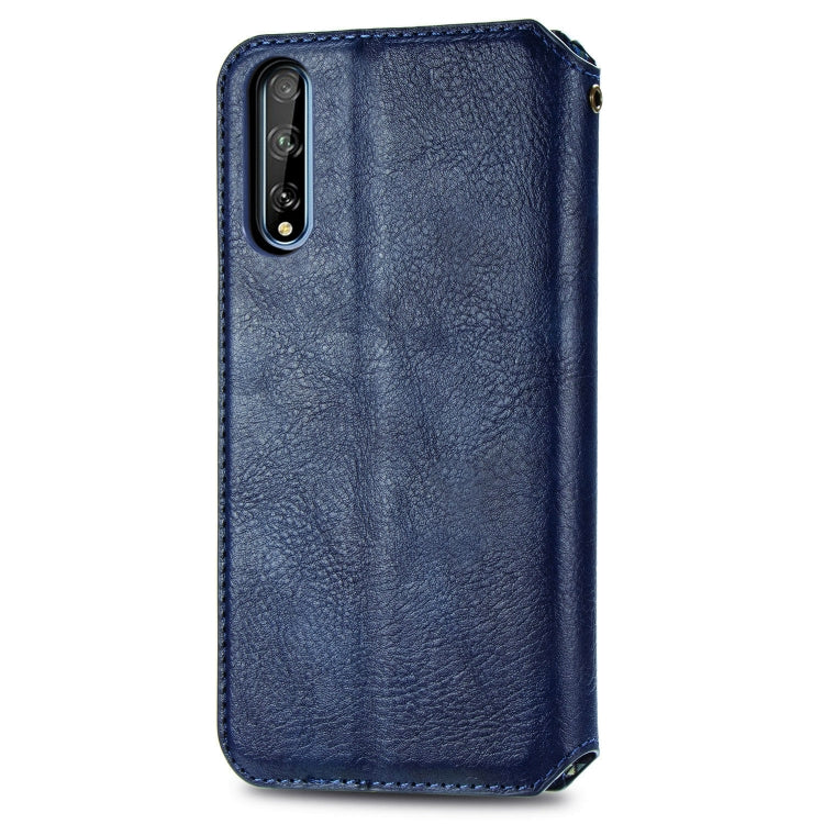 For Huawei Y8P Cubic Grid Pressed Horizontal Flip Magnetic Leather Case with Holder & Card Slots & Wallet
