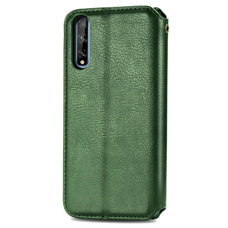 For Huawei Y8P Cubic Grid Pressed Horizontal Flip Magnetic Leather Case with Holder & Card Slots & Wallet