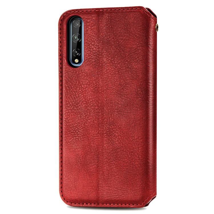 For Huawei Y8P Cubic Grid Pressed Horizontal Flip Magnetic Leather Case with Holder & Card Slots & Wallet