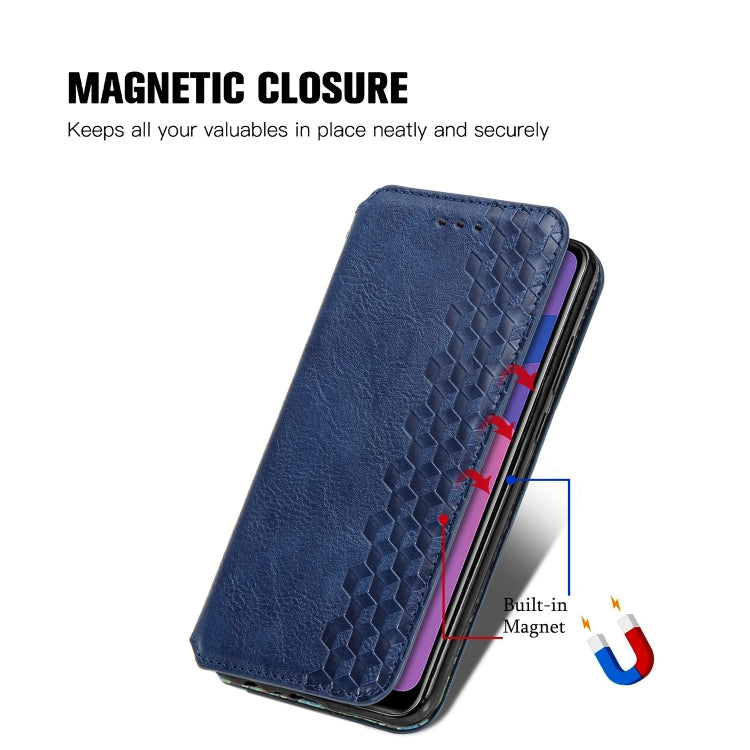 For Huawei Honor 9A Cubic Grid Pressed Horizontal Flip Magnetic Leather Case with Holder & Card Slots & Wallet