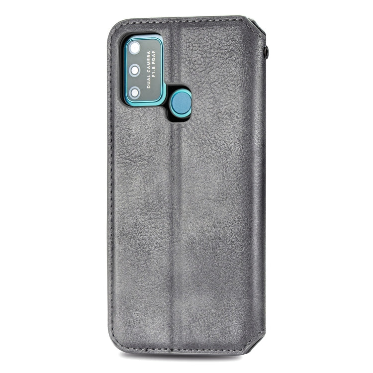 For Huawei Honor 9A Cubic Grid Pressed Horizontal Flip Magnetic Leather Case with Holder & Card Slots & Wallet