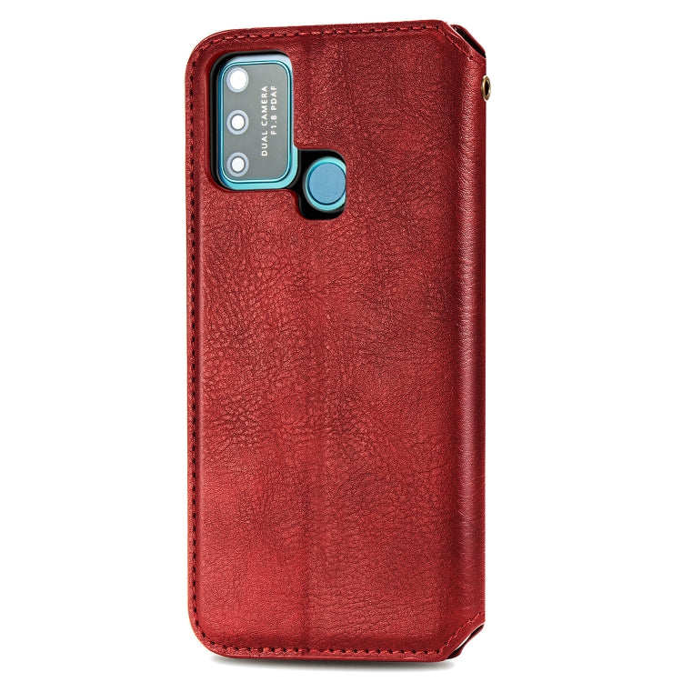 For Huawei Honor 9A Cubic Grid Pressed Horizontal Flip Magnetic Leather Case with Holder & Card Slots & Wallet