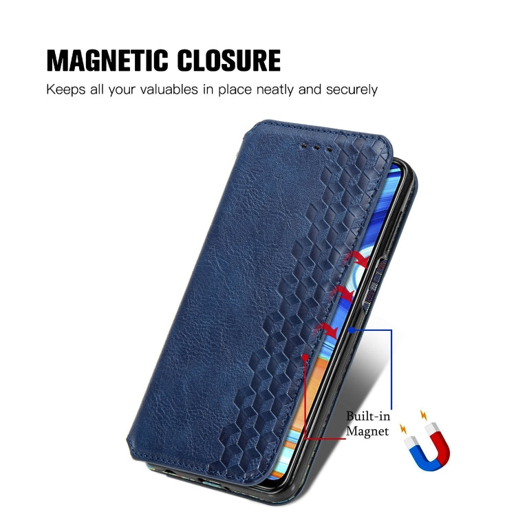 For Xiaomi Redmi Note 9 Pro Cubic Grid Pressed Horizontal Flip Magnetic Leather Case with Holder & Card Slots & Wallet