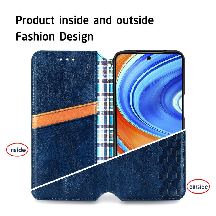 For Xiaomi Redmi Note 9 Pro Cubic Grid Pressed Horizontal Flip Magnetic Leather Case with Holder & Card Slots & Wallet