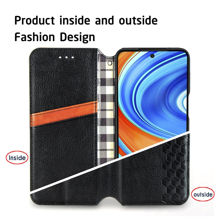 For Xiaomi Redmi Note 9 Pro Cubic Grid Pressed Horizontal Flip Magnetic Leather Case with Holder & Card Slots & Wallet