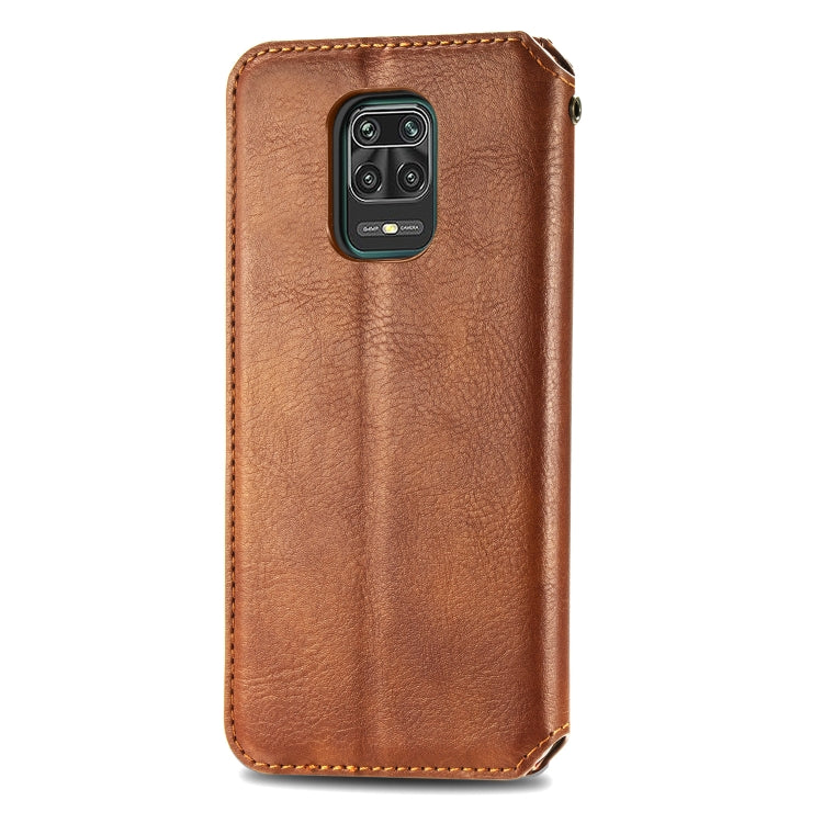 For Xiaomi Redmi Note 9 Pro Cubic Grid Pressed Horizontal Flip Magnetic Leather Case with Holder & Card Slots & Wallet