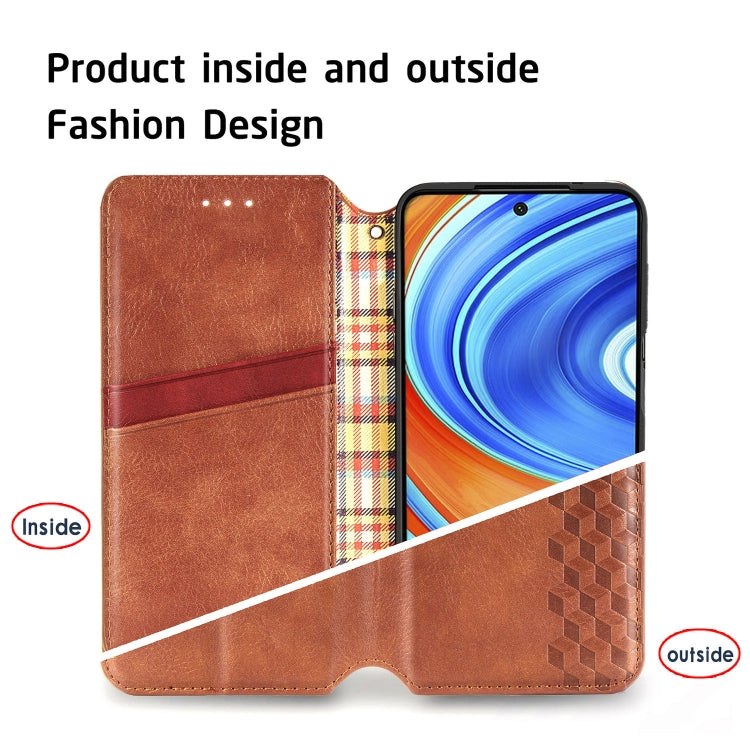 For Xiaomi Redmi Note 9 Pro Cubic Grid Pressed Horizontal Flip Magnetic Leather Case with Holder & Card Slots & Wallet