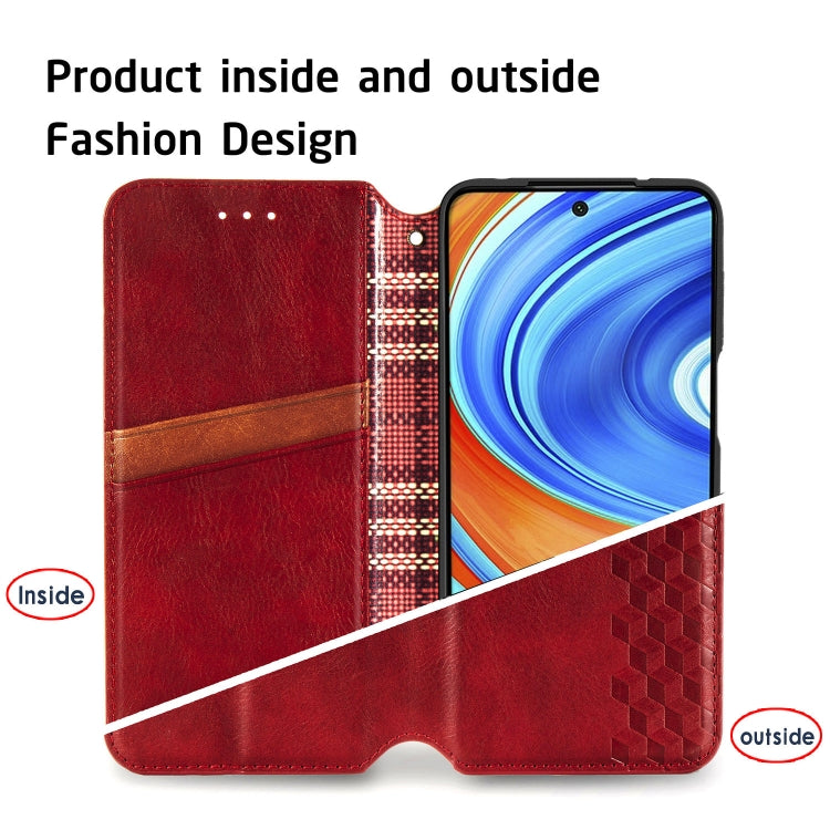 For Xiaomi Redmi Note 9 Pro Cubic Grid Pressed Horizontal Flip Magnetic Leather Case with Holder & Card Slots & Wallet