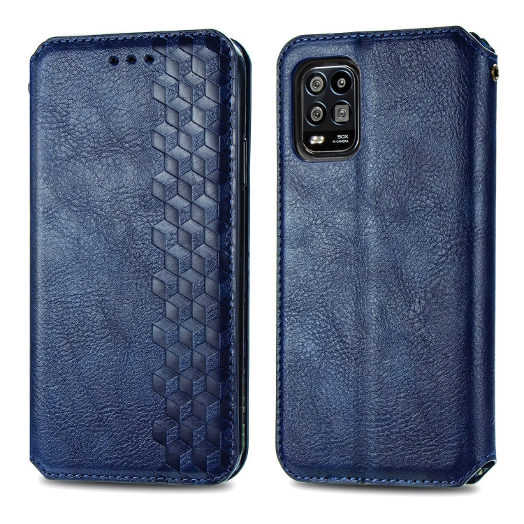 For Xiaomi Mi 10 Lite 5G Cubic Grid Pressed Horizontal Flip Magnetic Leather Case with Holder & Card Slots & Wallet